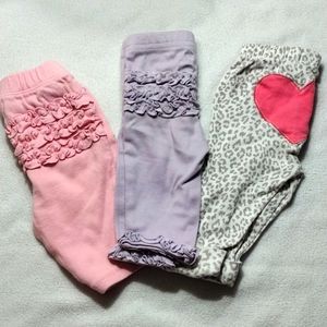 3 pairs of 3 month baby girl pants 3 different brands.